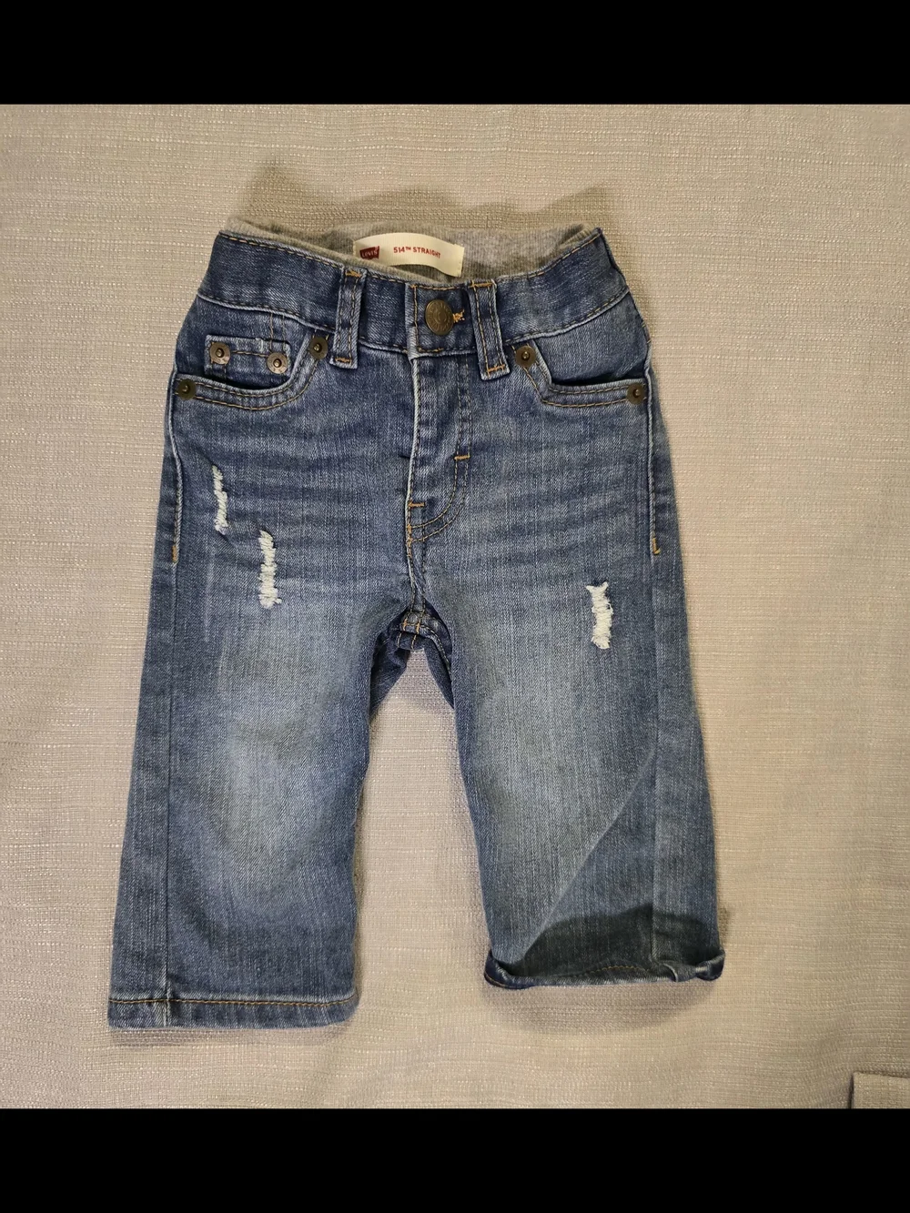 Levi's 514 Straight Baby Jeans 6M Distressed Denim Medium Wash